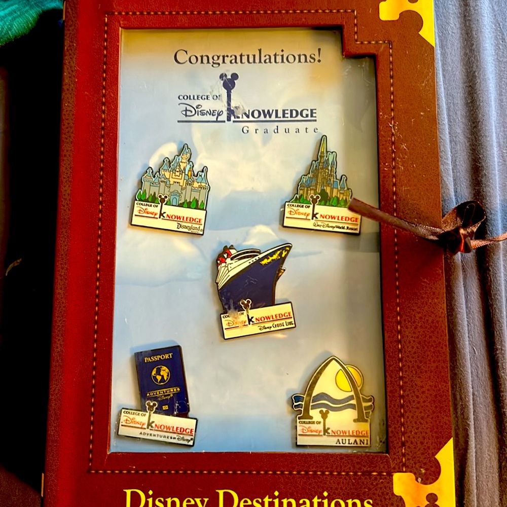 Disney Cast Destinations College Of Knowledge Graduate Adventures Pin Set